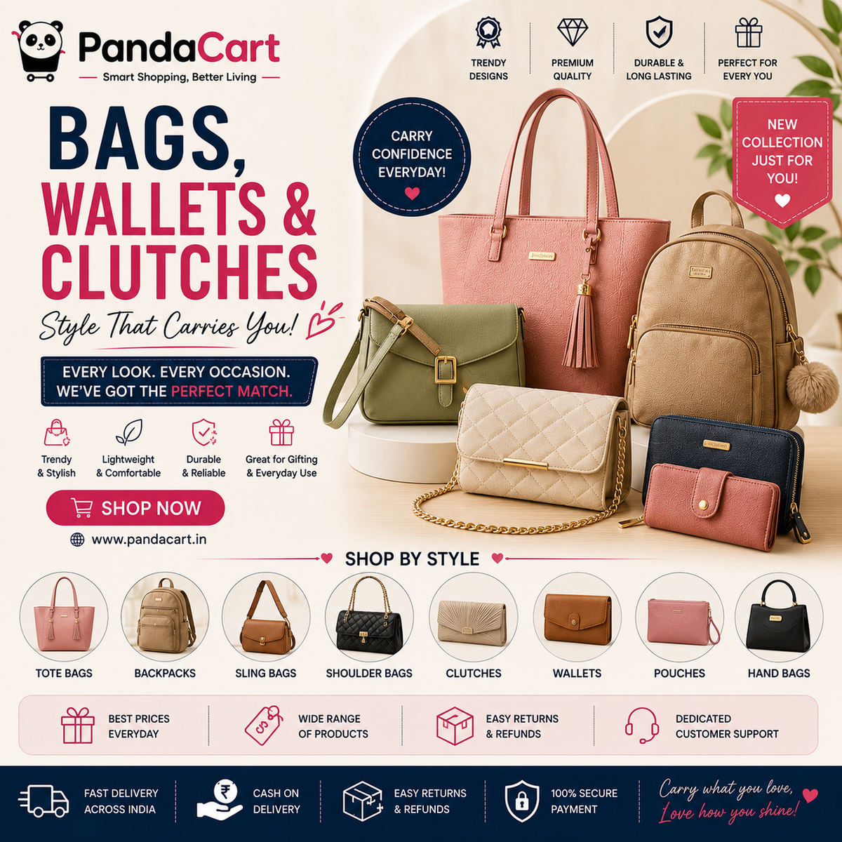 Bags, Wallets & Clutches